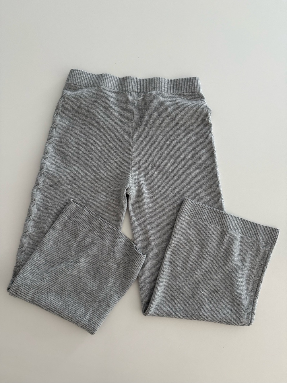Auden Gray Ribbed Knit Wide Leg Casual Pant/Leggings Cable Knit Detail Womens XS